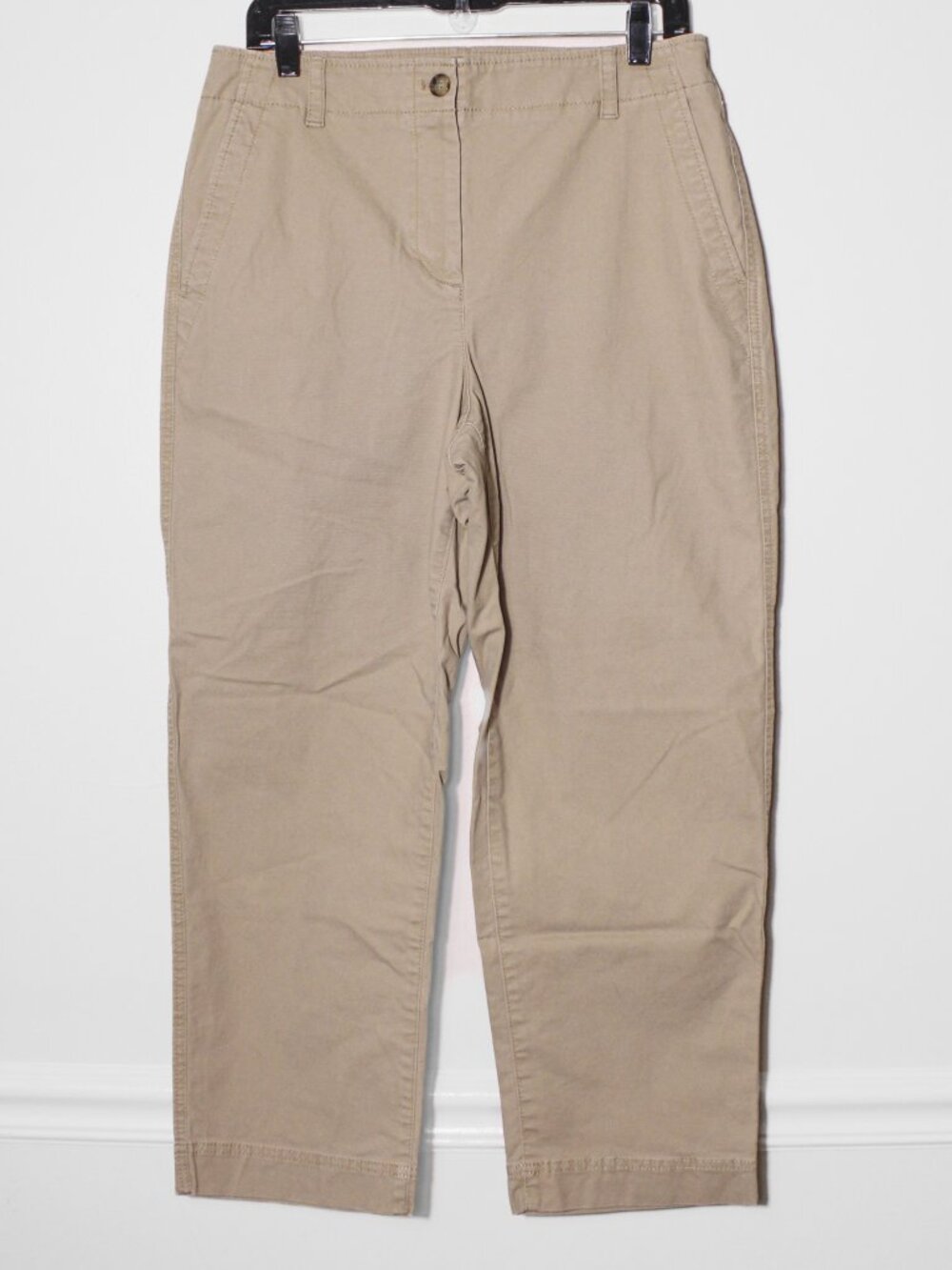 Talbots Cotton Canvas Ankle Pants Beach Coastal Khaki Tan Size 10